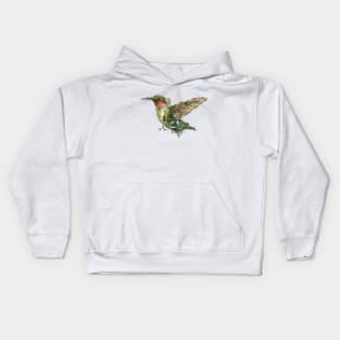 Ruby Throated Hummingbird Kids Hoodie